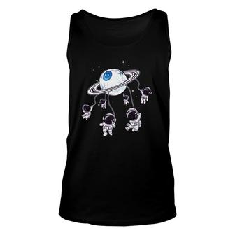 Weirdcore Aesthetic Eyeball Planet Space Astronaut Circus Unisex Tank Top | Mazezy