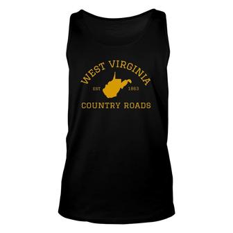 West Virginia Country Roads State Map Established Wv Home Pullover Tank Top | Mazezy