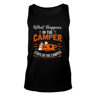 What Happens In The Camper Stays In The Camper Camp Unisex Tank Top | Mazezy