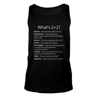 Whats 2 Plus 2 Funny Cpa Accountant Accounting Unisex Tank Top | Mazezy