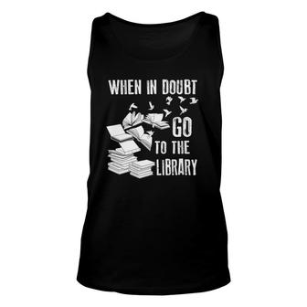Womens When In Doubt Go To The Library Art Bookworm Fans V-Neck Tank Top | Mazezy