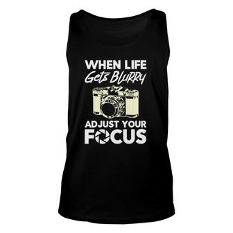 When Life Gets Blurry Photography Camera Photographer Tank Top | Mazezy