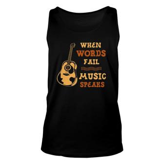 When Words Fail Music Speaks Guitar Country Music Unisex Tank Top | Mazezy UK