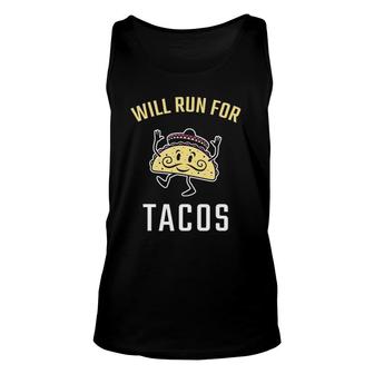 Will Run For Tacos Funny Runner Running Unisex Tank Top | Mazezy AU