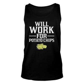 Will Work For Potato Chips Crisps Unisex Tank Top | Mazezy AU