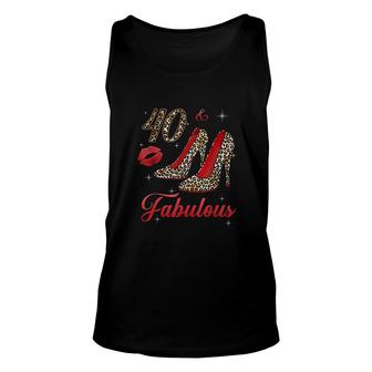 Women 40 And Fabulous Leopard High Heels Happy 40th Birthday Unisex Tank Top - Seseable