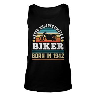 Womens Biker Born 1942 80Th Birthday Motorbike Unisex Tank Top | Mazezy