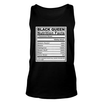 Womens Black Queen Nutrition Facts Melanin Afro Unisex Tank Top | Mazezy