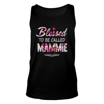 Womens Blessed To Be Called Mammie Flower Style Unisex Tank Top | Mazezy