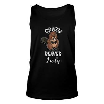 Womens Crazy Beaver Lady Unisex Tank Top | Mazezy