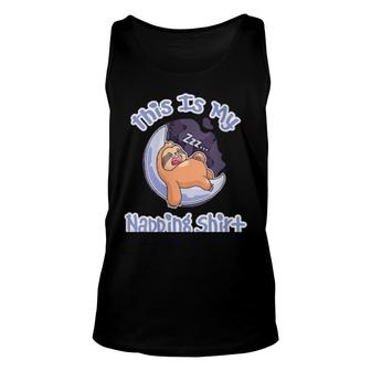 Womens Cute Sloth Sleeping On The Moon This Is My Napping Unisex Tank Top | Mazezy