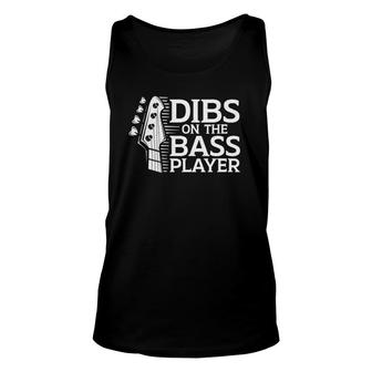 Womens Dibs On The Bass Player V-Neck Unisex Tank Top | Mazezy