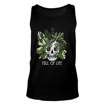 Womens Full Of Life Skull Gardening Garden V-Neck Unisex Tank Top | Mazezy