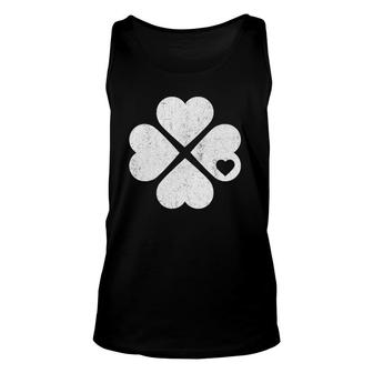 Womens Heart In 4 Leaf Clover - Cute St Patrick’S Day Unisex Tank Top | Mazezy