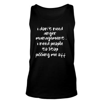 Womens I Don't Need Anger Management V-Neck Unisex Tank Top | Mazezy
