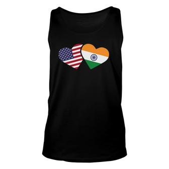 Womens India Usa Flag Heart Indian American Love Unisex Tank Top | Mazezy