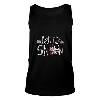 Womens Let It Snow Cute Christmas Winter Buffalo Plaid Snowflake Unisex Tank Top - Thegiftio