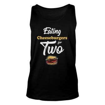 Womens Pregnancy Eating Cheeseburgers For Two 4Th Of July Unisex Tank Top | Mazezy