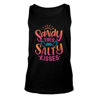 Womens Sandy Toes Salty Kisses Summer Spring Break Girls Trip Unisex Tank Top - Thegiftio