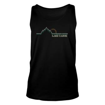 Womens Summer Retro Lake Tahoe California V-Neck Unisex Tank Top | Mazezy