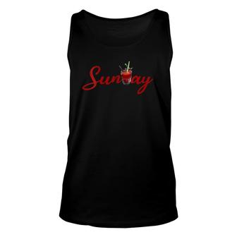 Womens Sunday With Bloody Mary V-Neck Unisex Tank Top | Mazezy