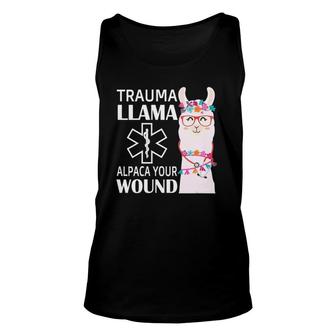 Womens Trauma Llama Alpaca Your Wound Ems Nurse Gift V Neck Unisex Tank Top | Mazezy UK