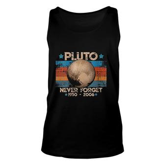 Womens Vintage Never Forget Pluto Nerdy Astronomy Space Science Gift Unisex Tank Top - Thegiftio