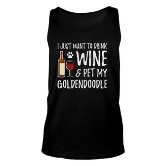 Womens Wine And Goldendoodle For Goldendoodle Dog V Neck Unisex Tank Top | Mazezy