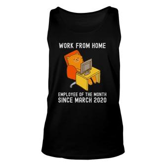 Work From Home Employee Of The Month Since March 2020 Cat Unisex Tank Top | Mazezy