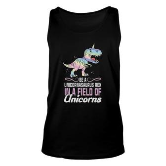In A World Full Of Unicorns Be A Unicornasaurus Rex Dinosaur Tank Top | Mazezy