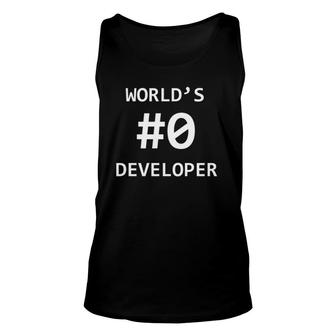World's 0 Developer For Software Programmer And Coder Humor Tank Top | Mazezy