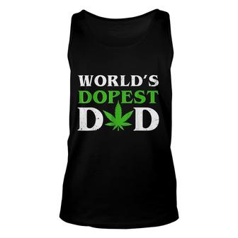 Worlds Dopest Dad Funny Marijuana Weed Leaf Fathers Day Unisex Tank Top - Seseable