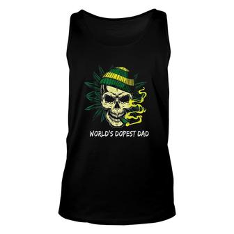 Worlds Dopest Dad Skull Weed Cannabis Fun Fathers Day Bones Unisex Tank Top - Seseable