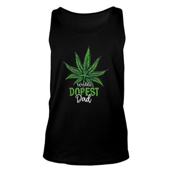 Worlds Green Dopest Dad Cannabis Leaf Weed Marijuana Fathers Day Unisex Tank Top - Seseable