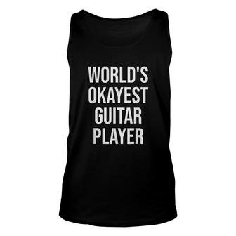 Worlds Okayest Guitar Player Guitar Player Gift Unisex Tank Top - Thegiftio UK