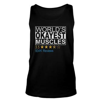 World's Okayest Muscles Funny Fitness Unisex Tank Top | Mazezy CA