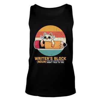 Writers Block Noun Definition Vinatge Style Cat Unisex Tank Top - Thegiftio