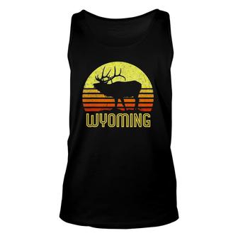 Wyoming Elk Hunter Dad Vintage Retro Sun Bow Hunting Gift Unisex Tank Top | Mazezy