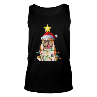 Womens Xmas Lighting Tree Matching American Bulldog Christmas Tank Top | Mazezy