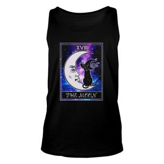 Xvii The Crescent Moon Tarot Card Black Cat With Witch Hat Halloween Tank Top | Mazezy