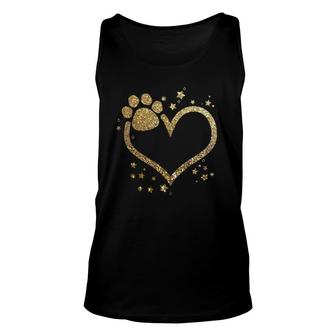 Yellow Paw Print Heart Cute Dog Cat Love Valentine's Day Unisex Tank Top | Mazezy