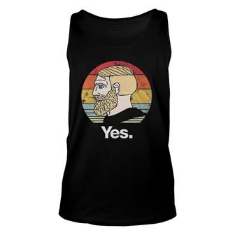 Yes Chad Meme Funny Nordic Man Gamer Gaming Retro Sunset Unisex Tank Top | Mazezy AU