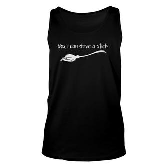 Yes I Can Drive A Stick Halloween Witch Unisex Tank Top | Mazezy