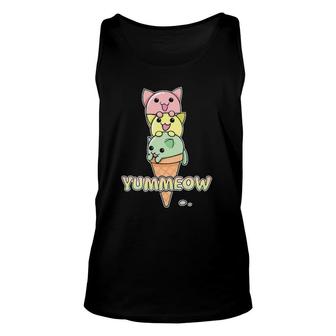 Yummeow Cat Ice Cream Cone Funny Kawaii Kitten Unisex Tank Top | Mazezy