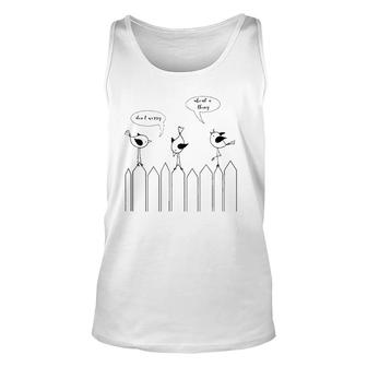3 Cute Little Birdies Sing Don't Worry About A Thing Unisex Tank Top | Mazezy