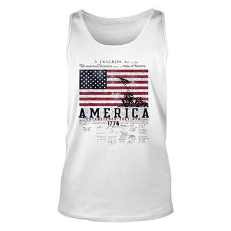 4Th Of July America Established July 4Th 1776 Ver2 Unisex Tank Top | Mazezy
