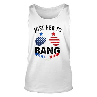 4Th Of July I'm Just Here To Bang Usa Flag Sunglasses Unisex Tank Top | Mazezy