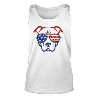4Th Of July Patriotic Pitbull Dog American Flag Unisex Tank Top | Mazezy