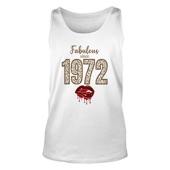 50Th Birthday Gift Fabulous Since 1972 Leopard Red Lips Unisex Tank Top - Seseable