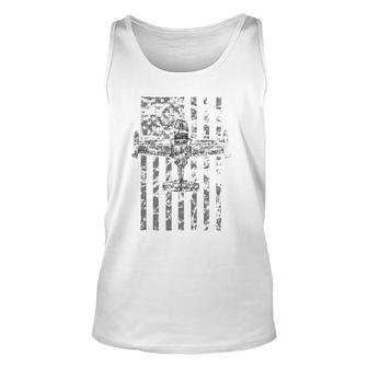 A-37 Dragonfly Vintage Flag Patriotic Jet Airplane Unisex Tank Top | Mazezy